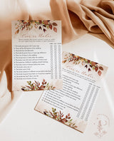 Over or Under Game Template | Fall Bridal Shower