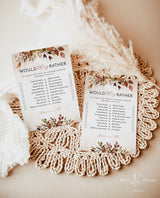 Would They Rather Bridal Shower Game | Fall Bridal Shower Game