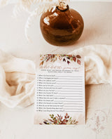 What Did the Groom Say Bridal Shower Game | Autumn Couples Shower Game Template