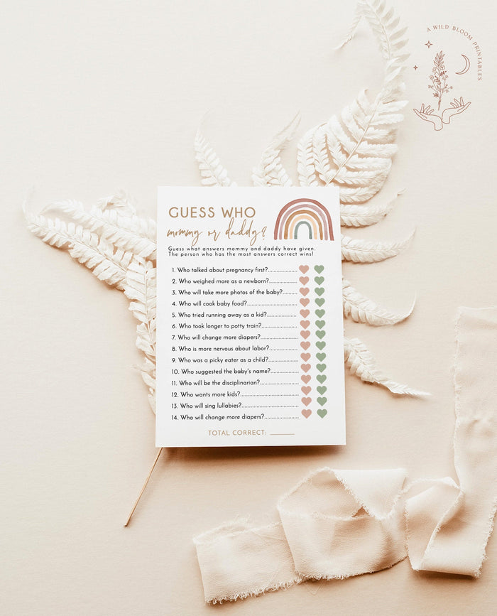 Rainbow Guess Who Game | Boho Gender Neutral Baby Shower