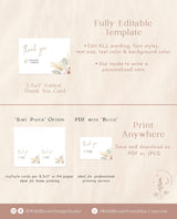 Pampas Grass Thank You Card Template | Editable Thank You Cards