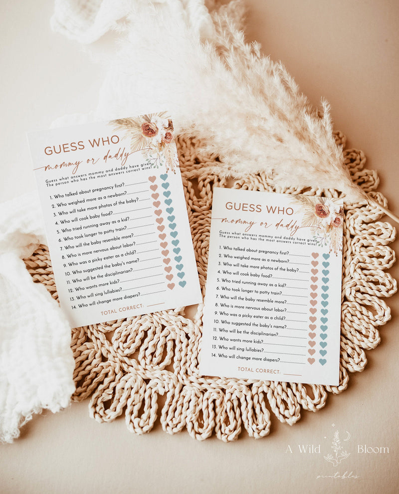 Baby Shower Guess Who Game | Boho Baby Shower 