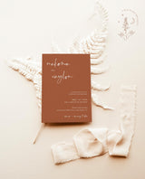 Burnt Orange Wedding Invitation Template | Minimalist Desert Wedding Invite