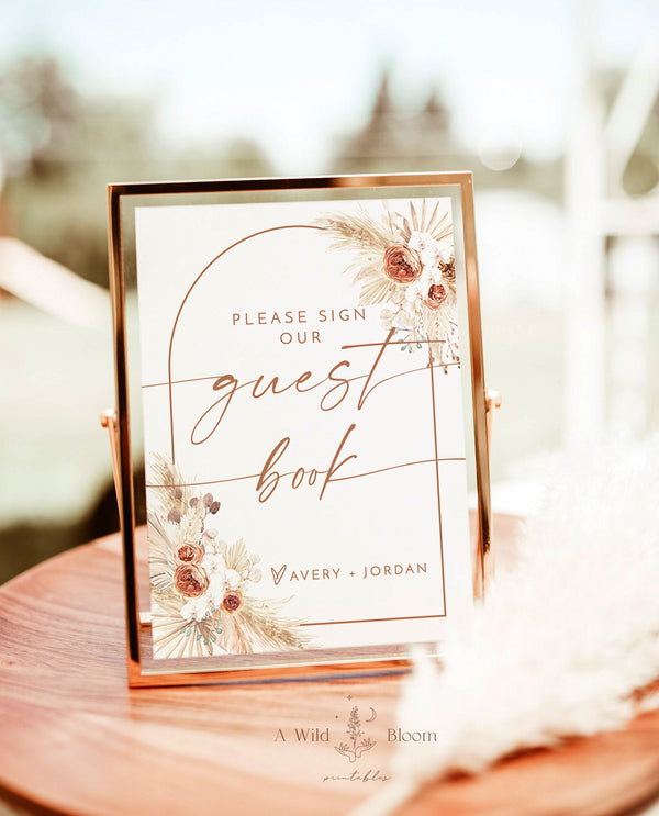 Please Sign Our Guestbook Sign | Pampas Grass Wedding Guestbook 
