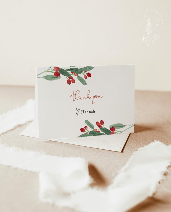 Winter Thank You Card Template | Holiday Thank You Cards 