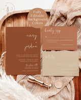 Burnt Orange Wedding Invitation Template | Minimalist Desert Wedding Invite