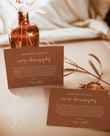 Terracotta Wedding Downsize Announcement Card | Covid Wedding Update 