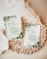 Bohemian Bridal Shower Editable Invitation Template | Watercolor Eucalyptus Leaves