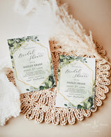 Bohemian Bridal Shower Editable Invitation Template | Watercolor Eucalyptus Leaves 
