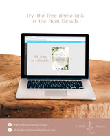 Bohemian Bridal Shower Editable Invitation Template | Watercolor Eucalyptus Leaves