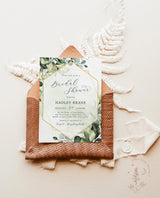 Bohemian Bridal Shower Editable Invitation Template | Watercolor Eucalyptus Leaves