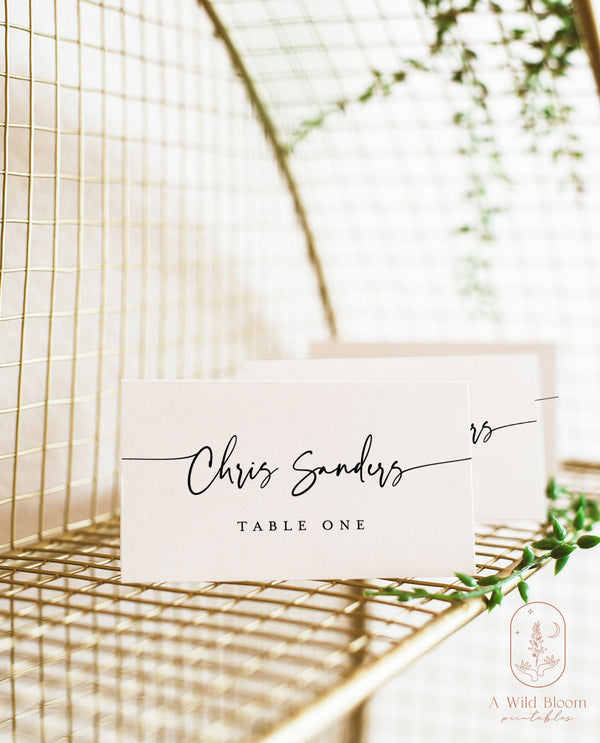 Minimalist Wedding Place Card Template | Modern Place Cards 