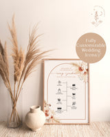 Boho Wedding Timeline Template | Welcome Timeline Poster