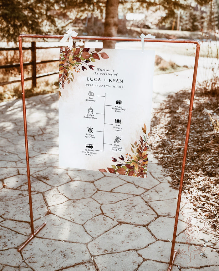 Fall Wedding Timeline Template | Welcome Timeline Poster