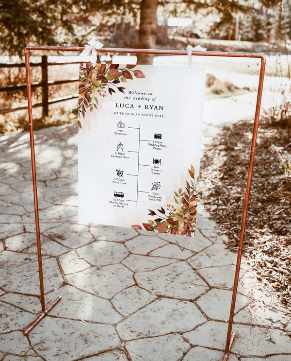 Fall Wedding Timeline Template | Welcome Timeline Poster 