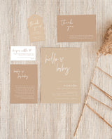 Beige Baby Shower Invitation Template | Gender Neutral Baby Shower Bundle