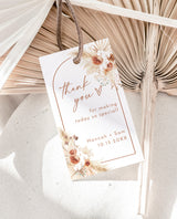 Pampas Grass Favor Tag Template | Burnt Orange Wedding Favor Tag