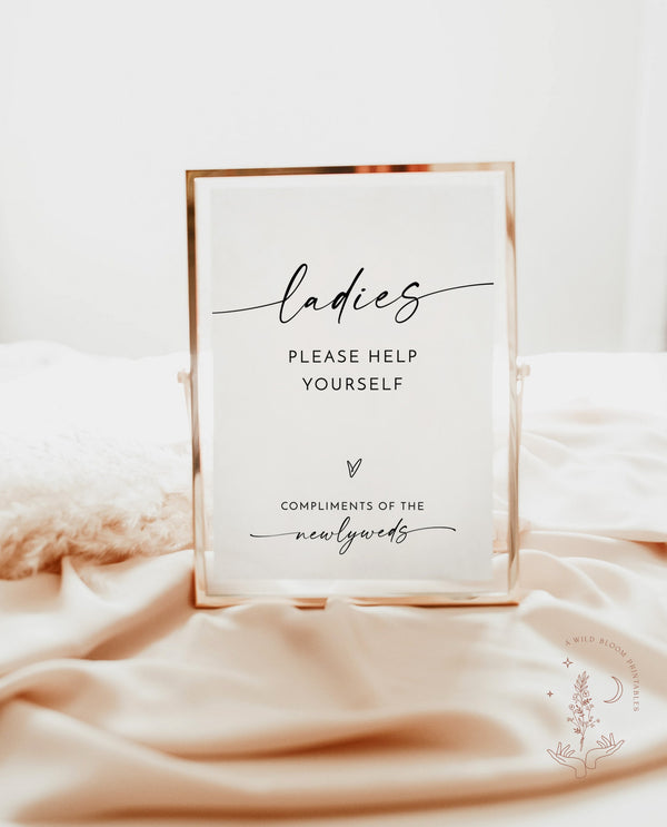 Ladies Bathroom Sign Template | Wedding Bathroom Basket Sign 