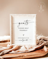 Gents Bathroom Sign Template | Wedding Bathroom Basket Sign
