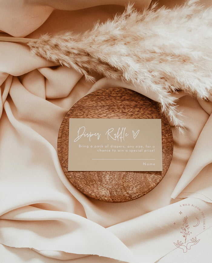 Modern Minimalist Diaper Raffle Card | Minimalist Diaper Raffle Ticket