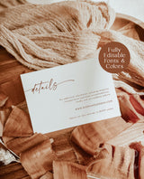 Minimalist Details Card | Terracotta Wedding Details Card