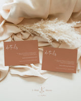Minimalist Details Card | Burnt Orange Wedding Details Card 