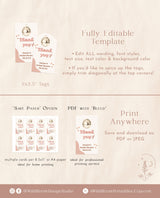 Retro Thank You Favor Tag Template | Vintage Baby Shower Tags