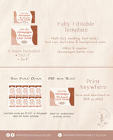 Mini Champagne Bottle Label Template | 70s Bridal Shower Champagne Label