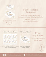 Mini Champagne Bottle Label |  Tropical Bachelorette Champagne Label