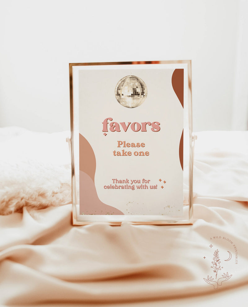 Retro Favors Sign | 70s Favors Wedding Sign Template 