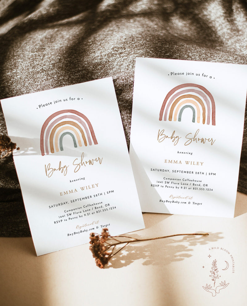 Rainbow Baby Shower Invitation | Gender Neutral Shower Invite 