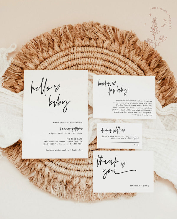 Minimalist Baby Shower Invite | Gender Neutral Baby Shower Bundle 