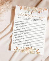 What Did the Groom Say Bridal Shower Game | Autumn Couples Shower Game Template 
