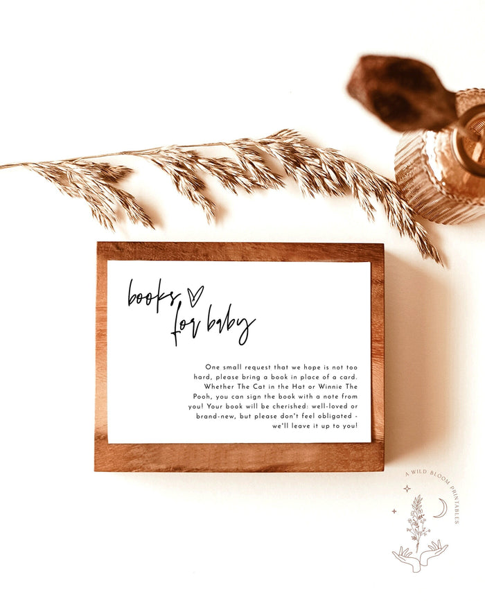 Minimalist Books for Baby Card | Book Request Insert Template