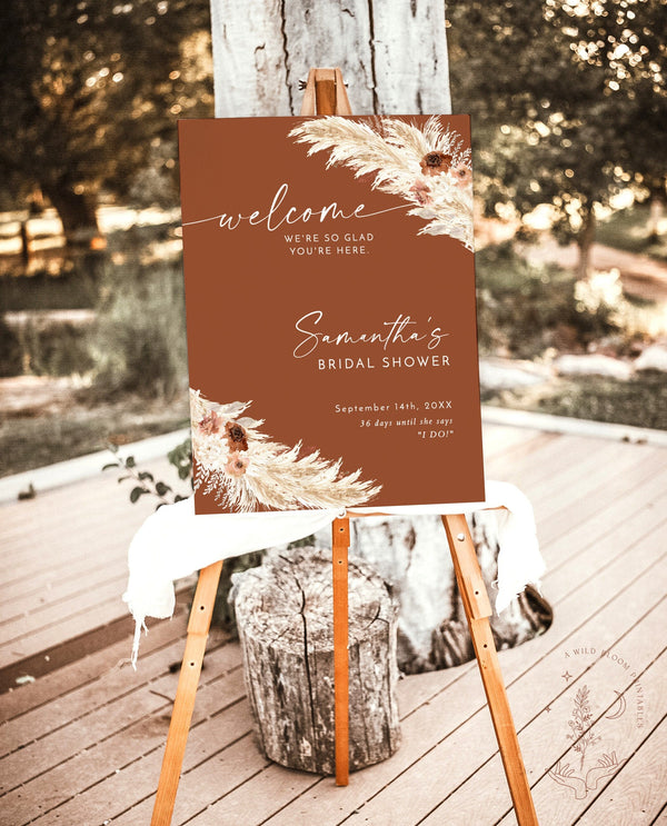 Fall Bridal Shower Welcome Sign | Pampas Grass Bridal Shower Welcome Poster 