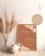Boho Baby Shower Welcome Sign | Pampas Grass Baby Shower Welcome Poster