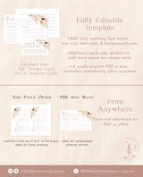 Bridal Shower Recipe Card Insert | Pampas Grass Recipe Card Template