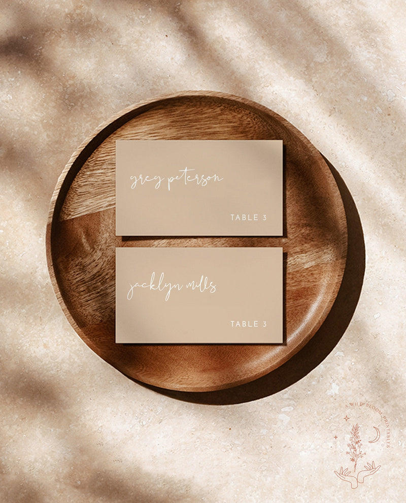 Modern Beige Place Card Template | Minimalist Place Cards 