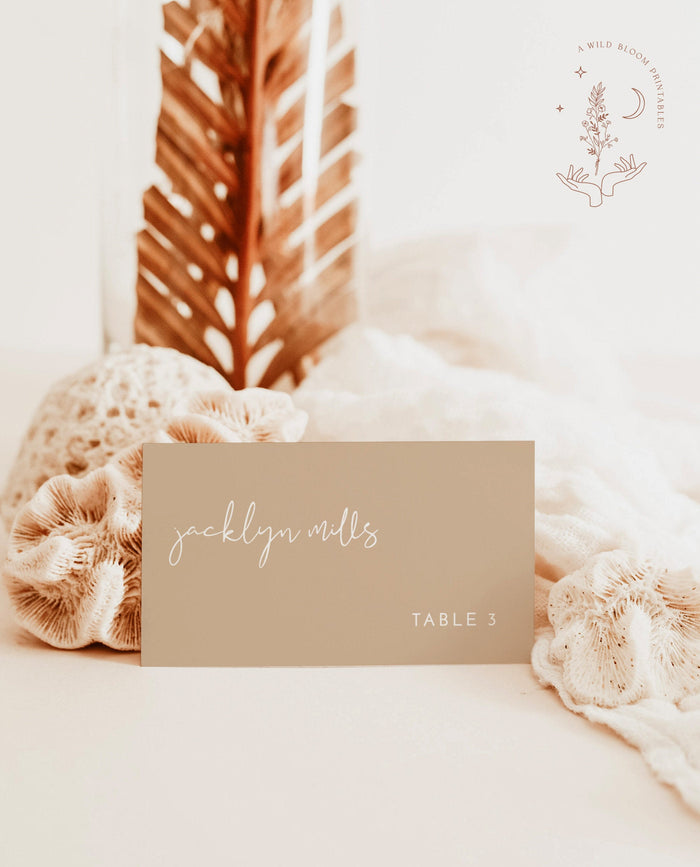 Modern Beige Place Card Template | Minimalist Place Cards