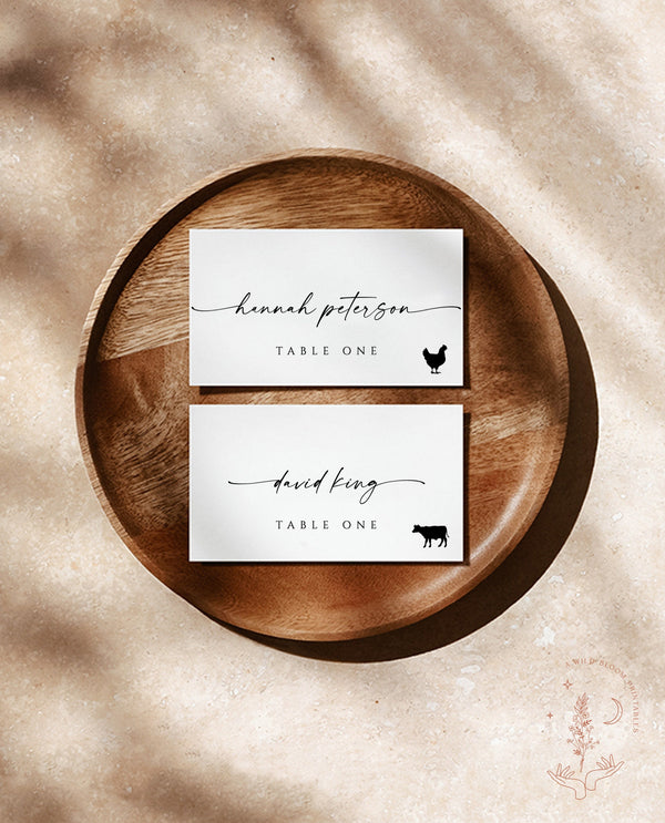 Minimalist Wedding Place Card | Modern Place Cards | Escort Cards | Rustic Modern Wedding Name Cards | Editable Template | M9