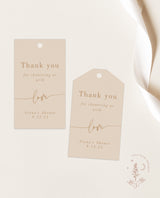 Beige Modern Thank You Shower Favor Tag | Editable Wedding Favor Tag Template