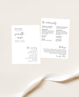 Minimalist Wedding Program Template | Printable Order of Service