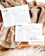 Minimalist Recipe Card Template | Bridal Shower Recipe Card Insert