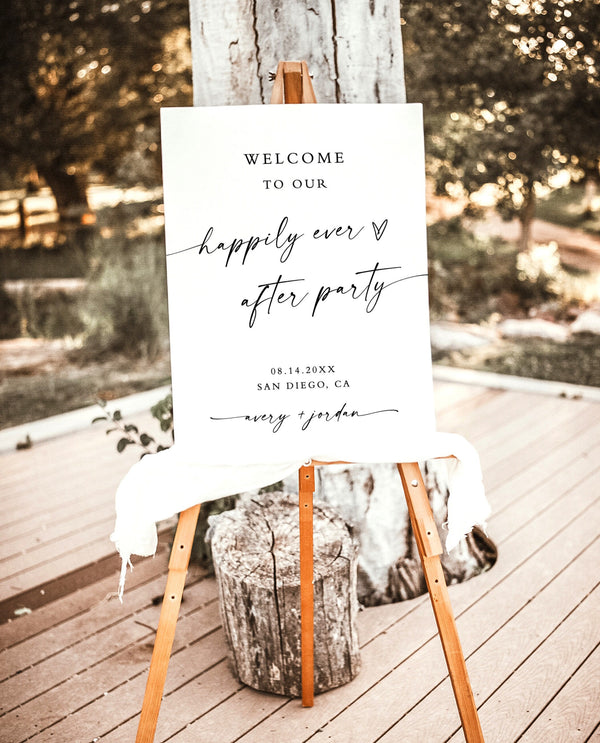 Minimalist Wedding Welcome Sign | Happily Ever After Party Welcome Sign 