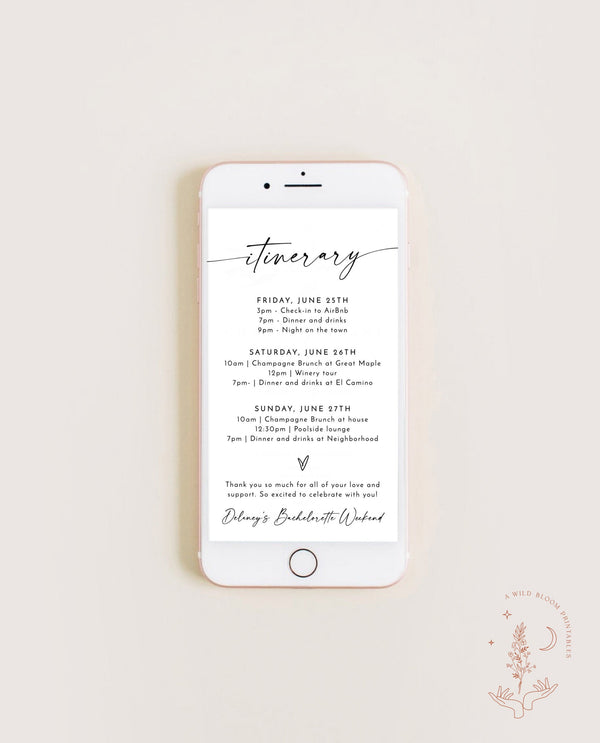 Minimalist Weekend Itinerary | Digital Itinerary Template 