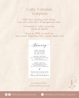 Minimalist Weekend Itinerary | Digital Itinerary Template