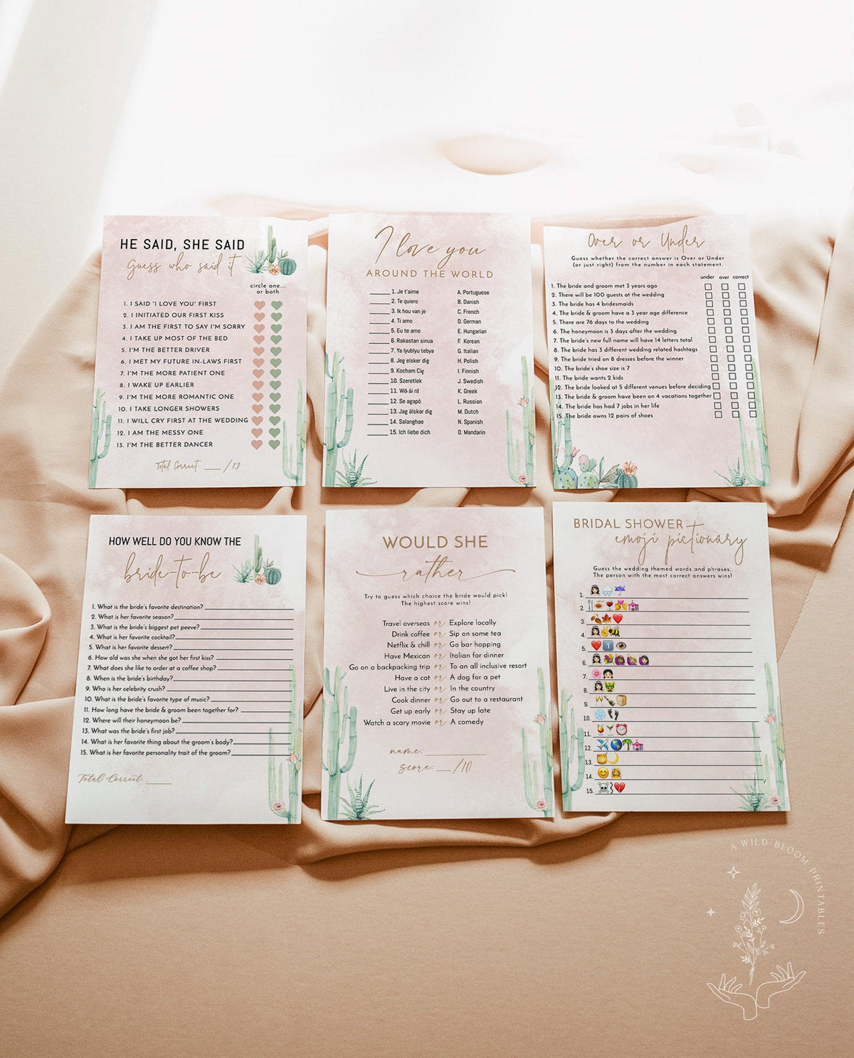 Desert Bridal Shower Games | Boho Bridal Shower Games