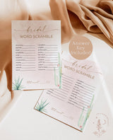 Bridal Word Scramble Game | Desert Bridal Shower Game