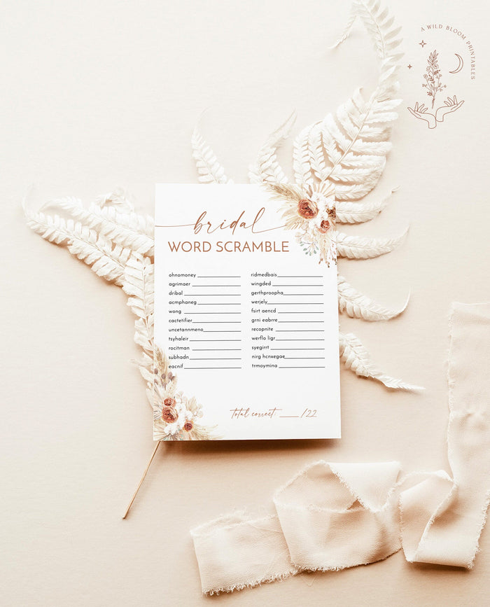 Bridal Word Scramble Game | Boho Bridal Shower Game