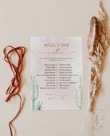 Would She Rather Bridal Shower Game | Desert Bridal Shower Trivia Game